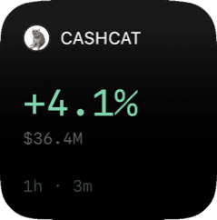 The Tickset small home-screen widget showing one coin's price and move